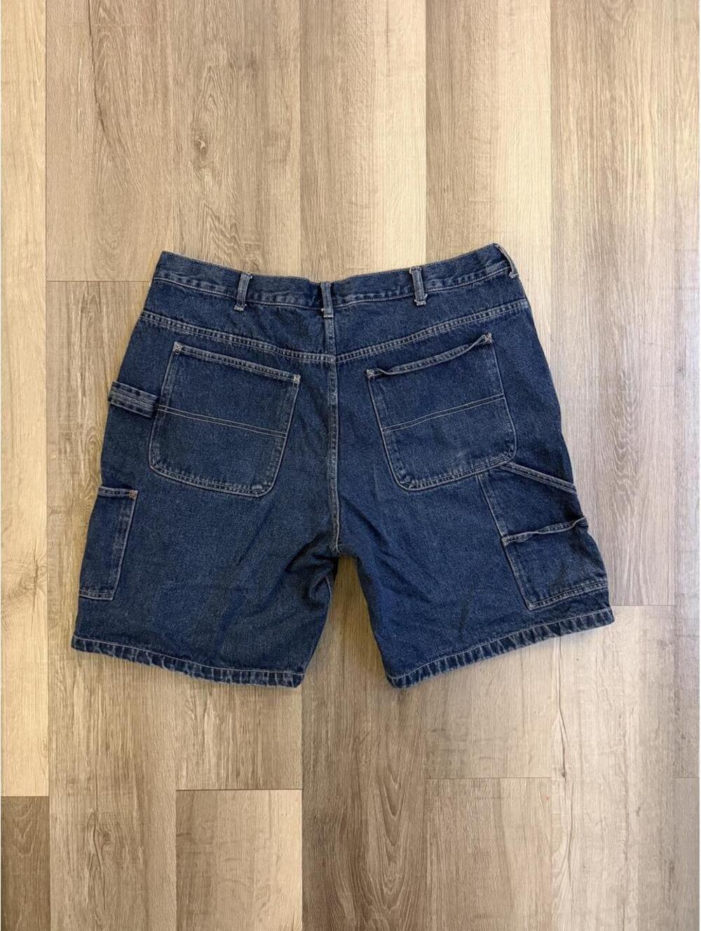 Y2K Route 66 blue denim carpenter shorts size 42 #denimshorts #workwear